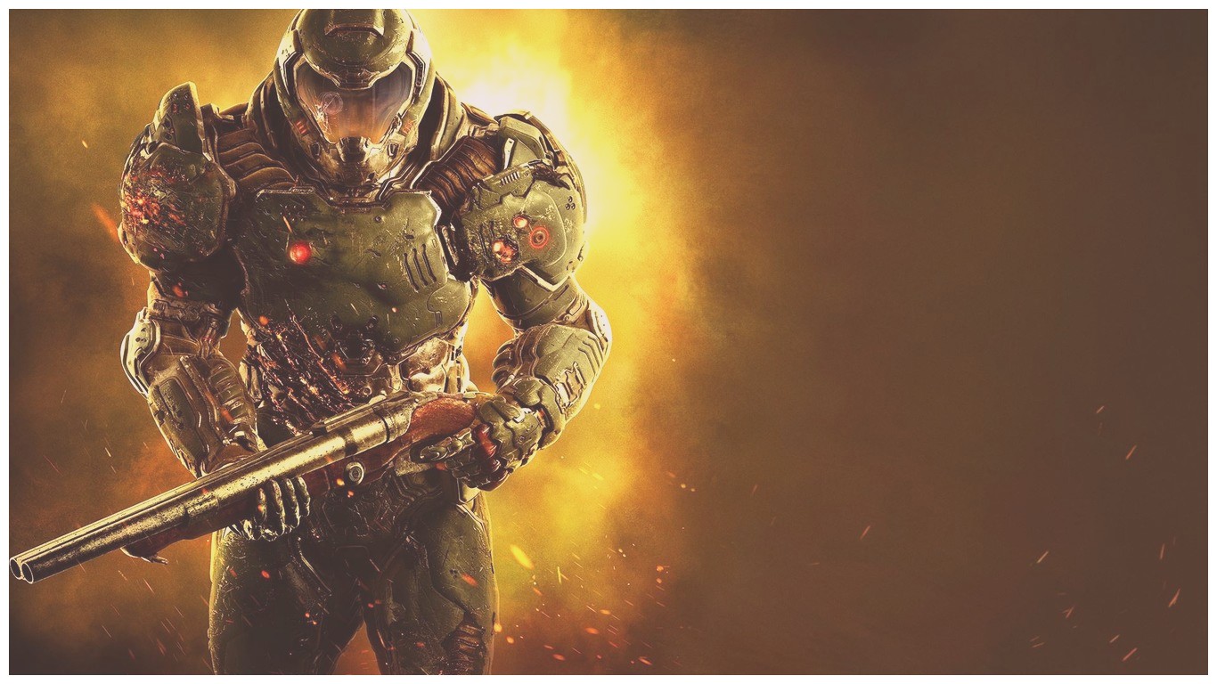 Doom Hd Wallpaper - Doomguy Full Body 2016 , HD Wallpaper & Backgrounds