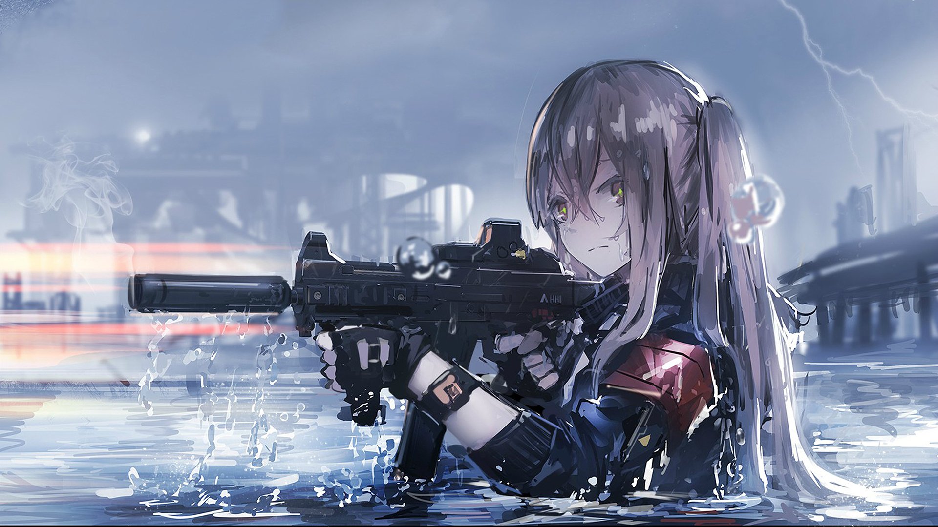 Anime Girl With Guns , HD Wallpaper & Backgrounds
