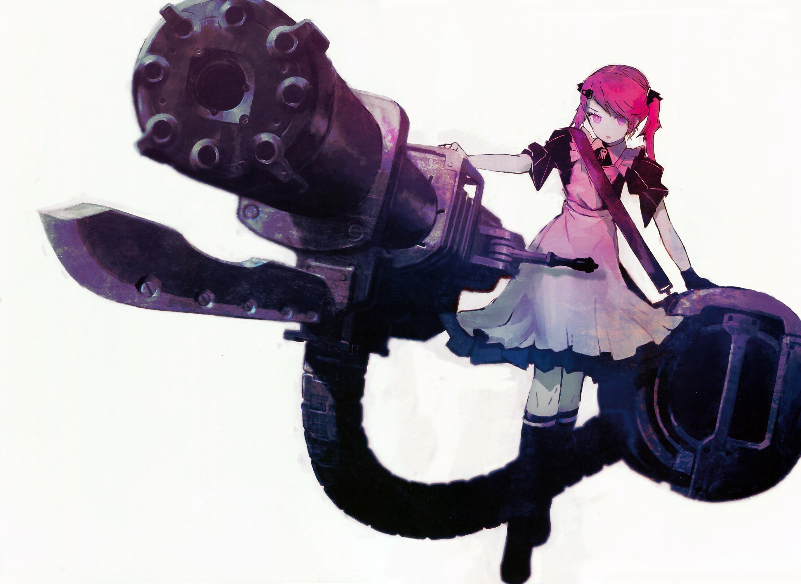 Anime Girl With Gun Wallpapers And Backgrounds - Black Rock Shooter Minigun , HD Wallpaper & Backgrounds