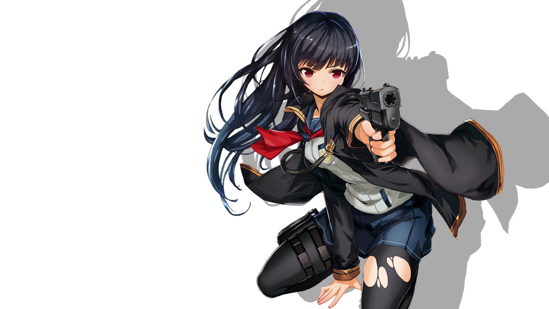 Black Hair Anime Girl With Gun 578836 Hd Wallpaper