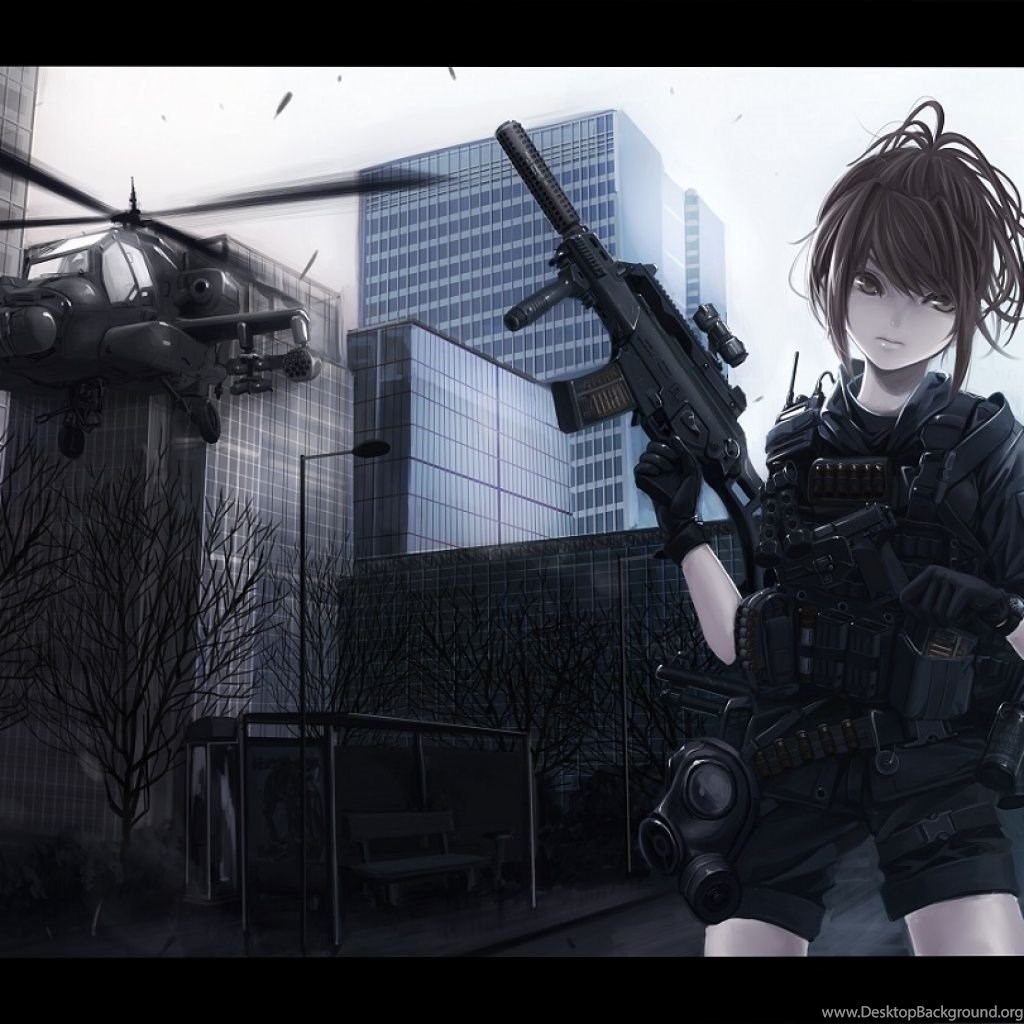 Anime Army Soldier Girl , HD Wallpaper & Backgrounds