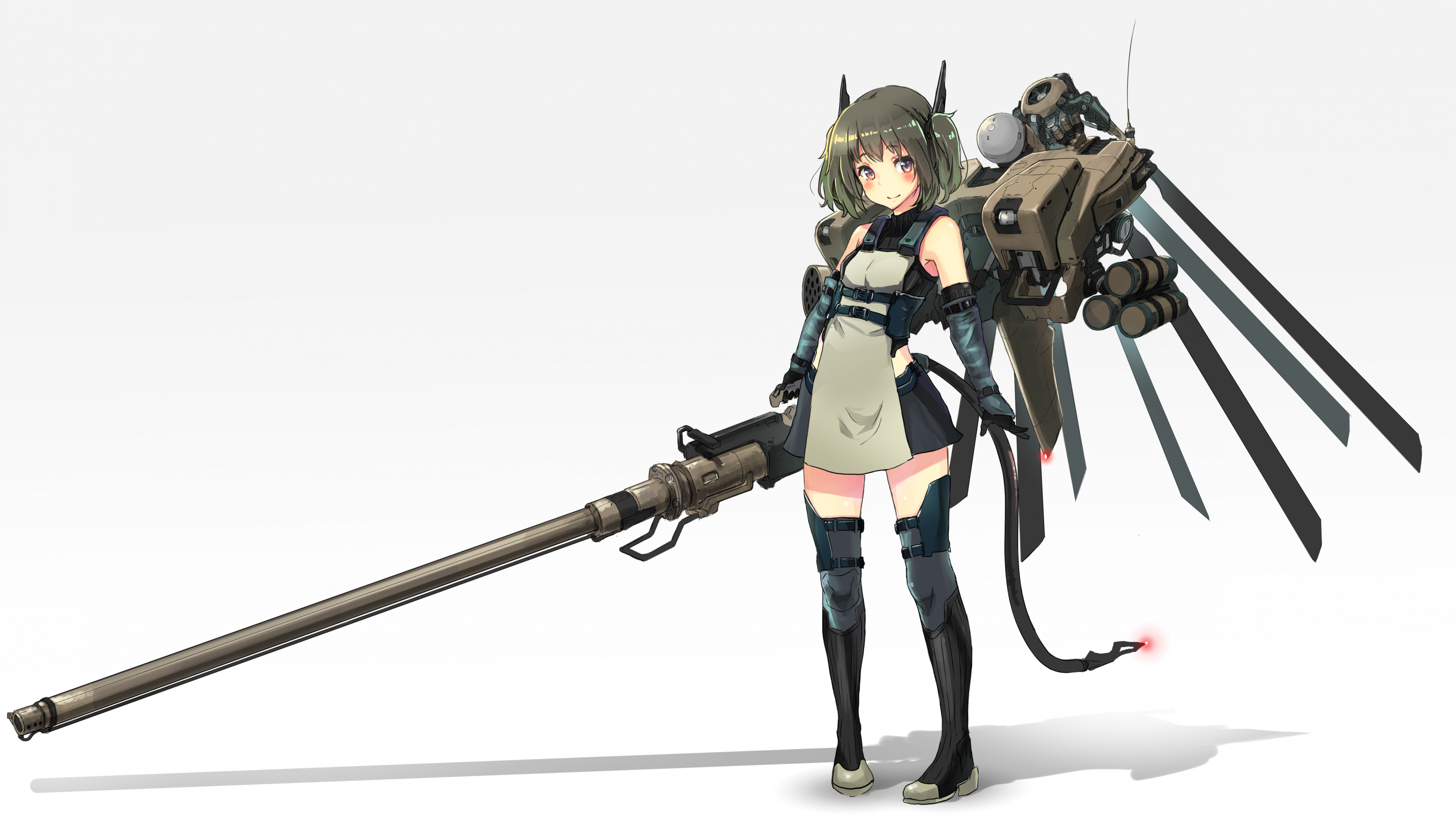 Anime Girl With Heavy Gun , HD Wallpaper & Backgrounds