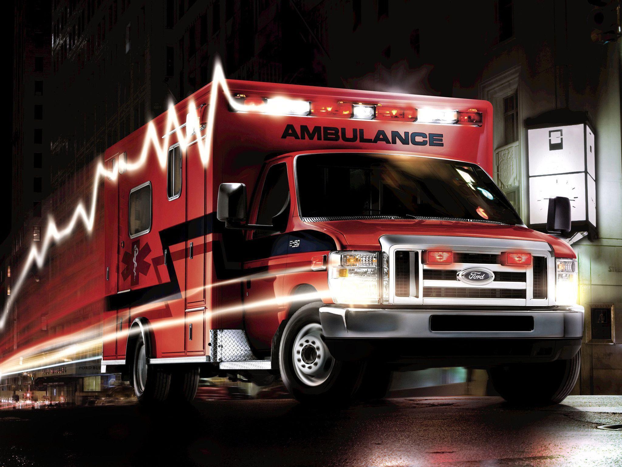 2009 Ford E-450 Super Duty Ambulance Firetruck Emergency - Ford Ambulance , HD Wallpaper & Backgrounds