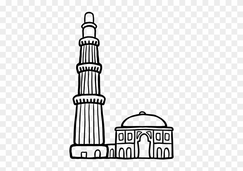 Qutb Minar Drawing Quwwatul Islam Masjid Tower Minaret - Simple Qutub Minar Drawing , HD Wallpaper & Backgrounds