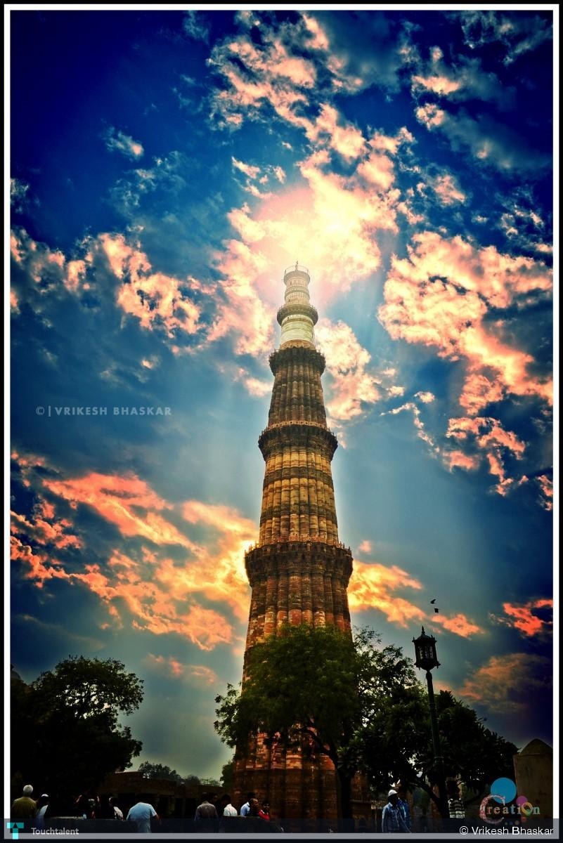 Qutub Minar In Photography By Vrikesh Bhaskar - Creative Painting Of Qutub Minar , HD Wallpaper & Backgrounds
