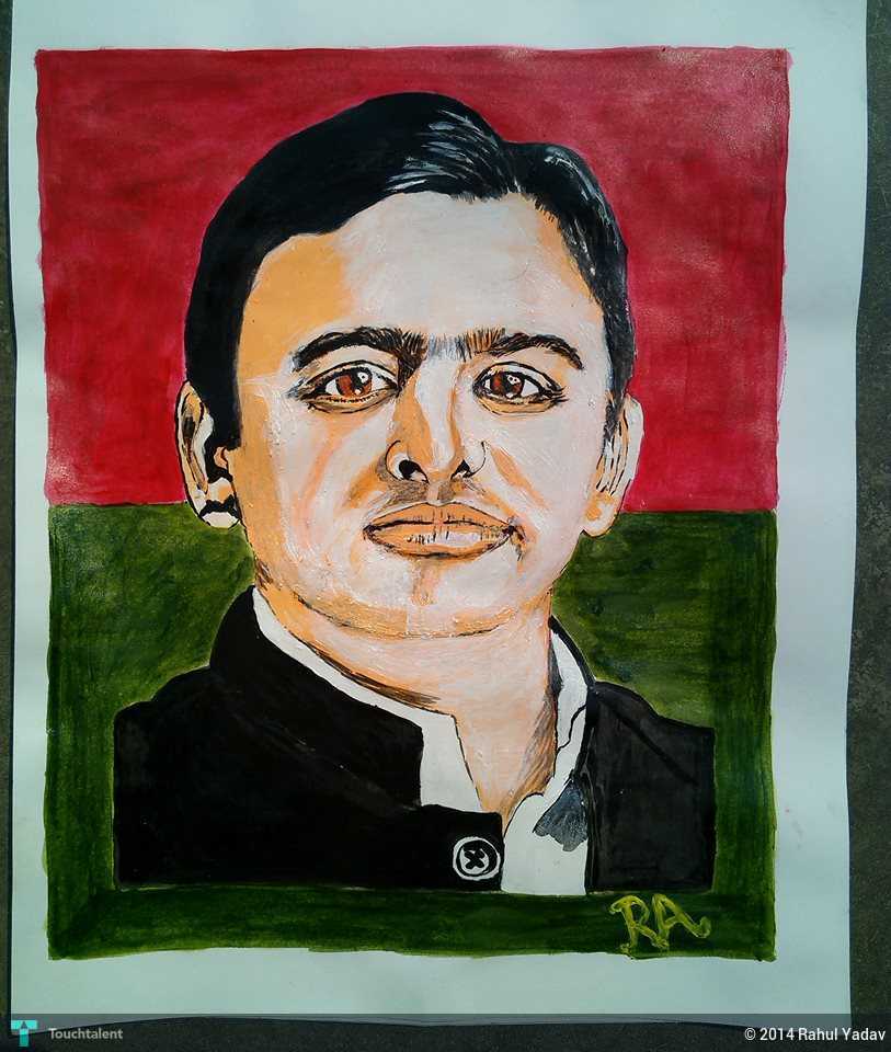 Akhilesh Yadav In Painting By Rahul Yadav - Self-portrait , HD Wallpaper & Backgrounds