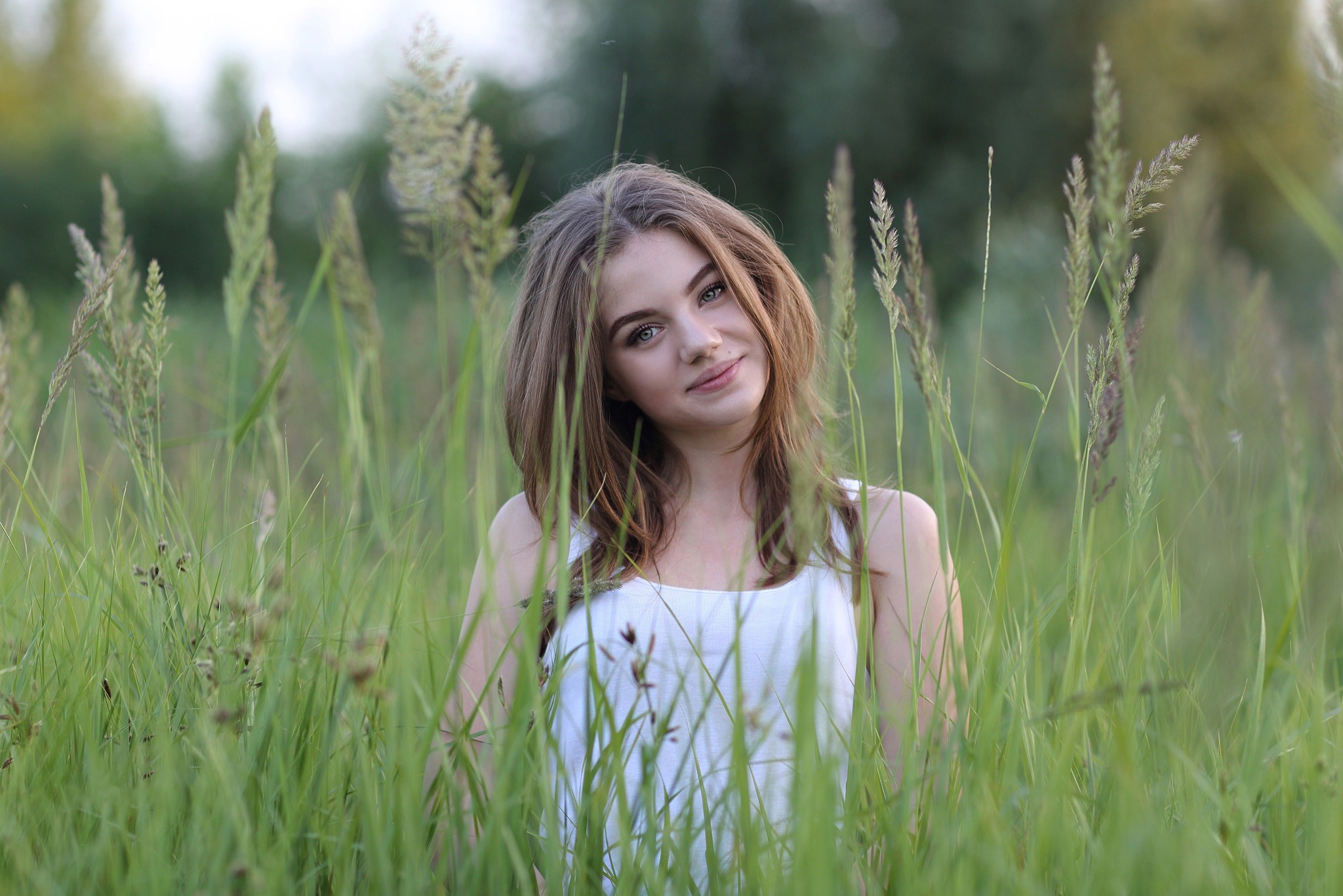 #smiling, #auburn Hair, #portrait, #green Eyes, #grass, - Wallpaper , HD Wallpaper & Backgrounds