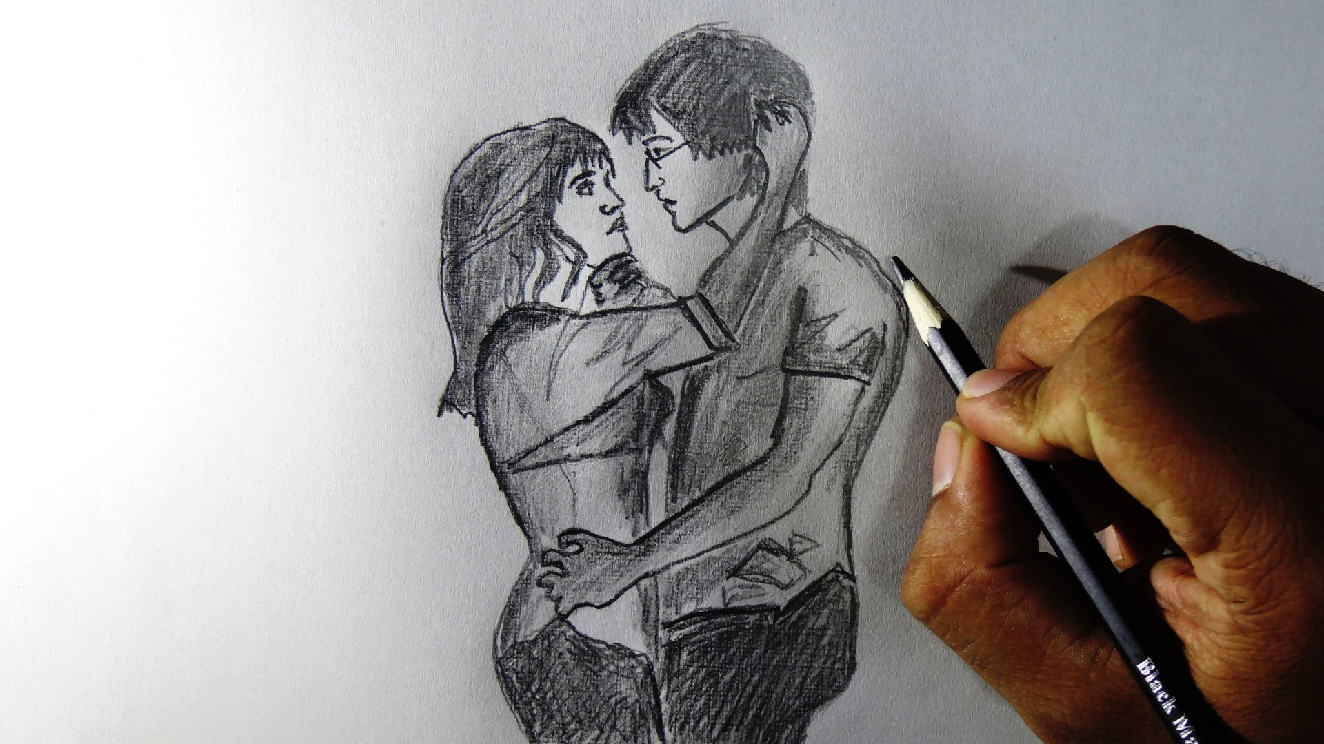 3d Couple Pencil Sketch Images 3d Pencil Drawing Couple - Drawing Love Images Hd , HD Wallpaper & Backgrounds