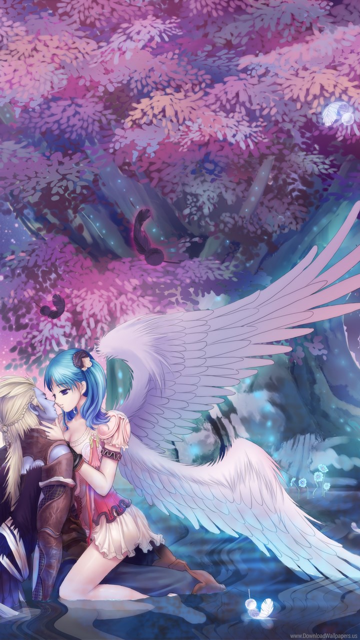 Download Android Hd - Anime Love Girl Angel , HD Wallpaper & Backgrounds