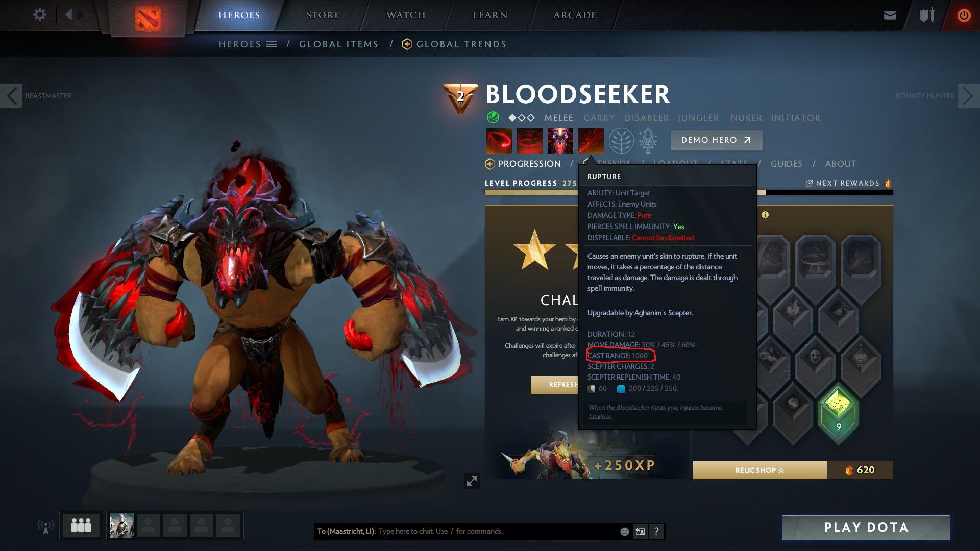 Bloodseekers Rupture Still Displays It Has 1000 Cast - Dota 2 Bloodseeker Skin , HD Wallpaper & Backgrounds