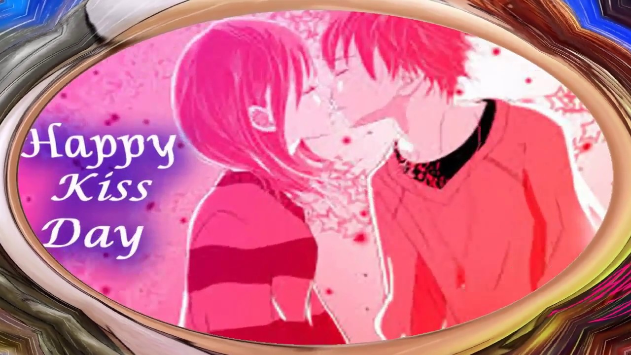 Happy Kiss Day Animated Images Video, Animated Kiss - Cute Romantic Couple Cartoon , HD Wallpaper & Backgrounds