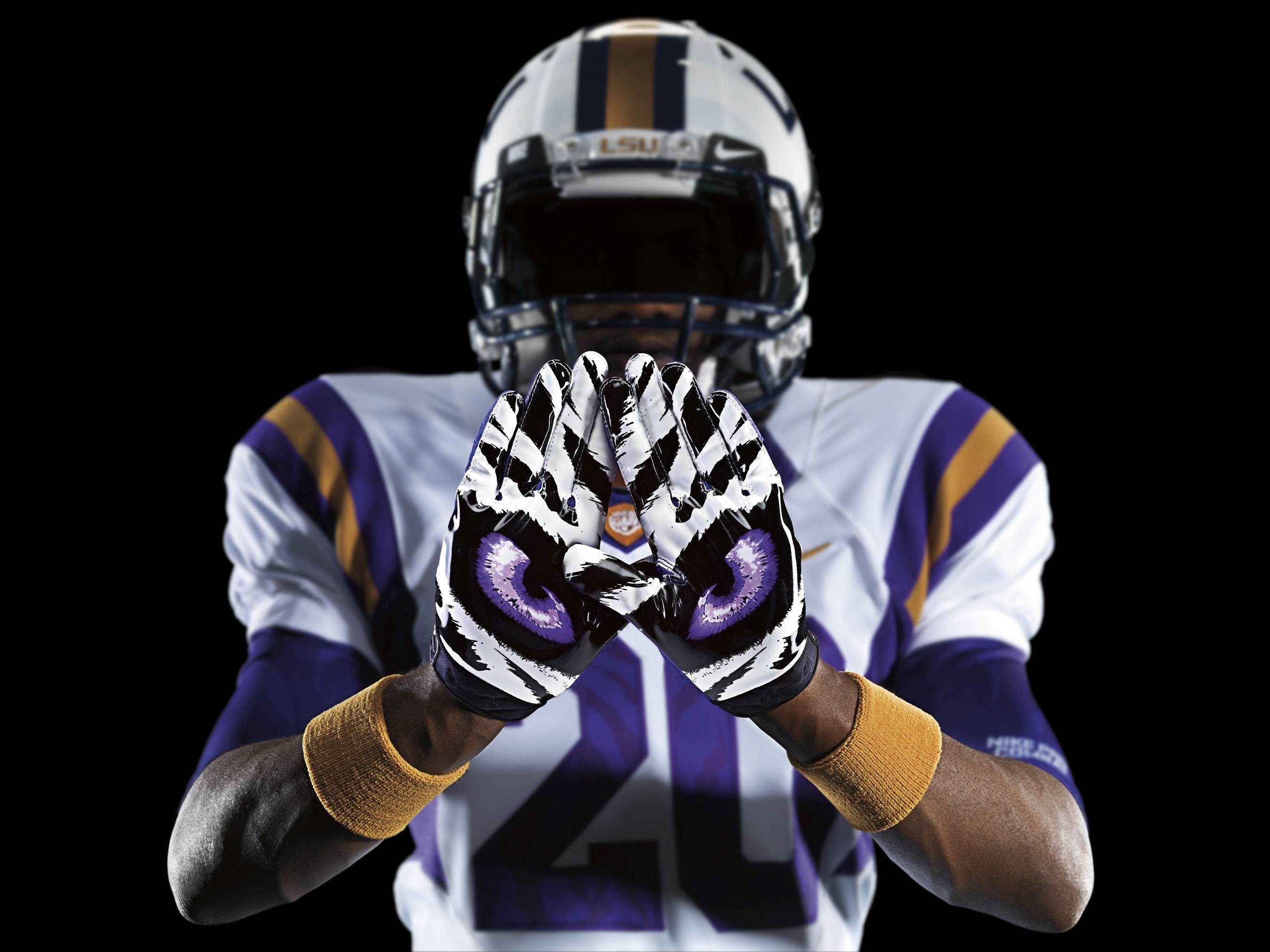 lsu nike football gloves