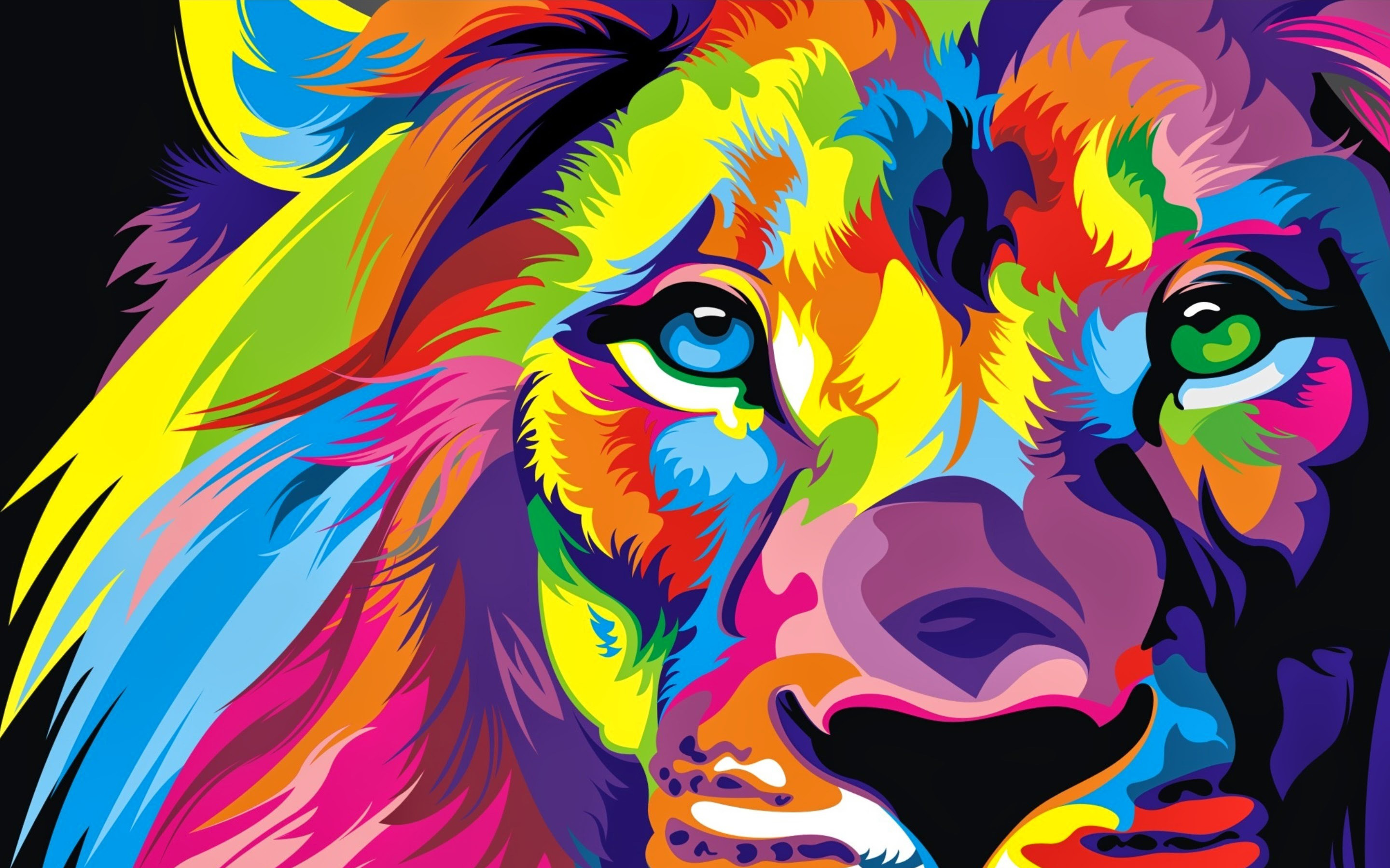 Lion Colorful Artwork Wallpaper - Colorful Wallpaper Hd , HD Wallpaper & Backgrounds