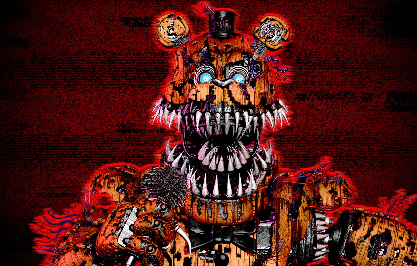 Photo Wallpaper Background, The Game, Doll, Art, Mouth, - Nightmare Withered Freddy Render , HD Wallpaper & Backgrounds