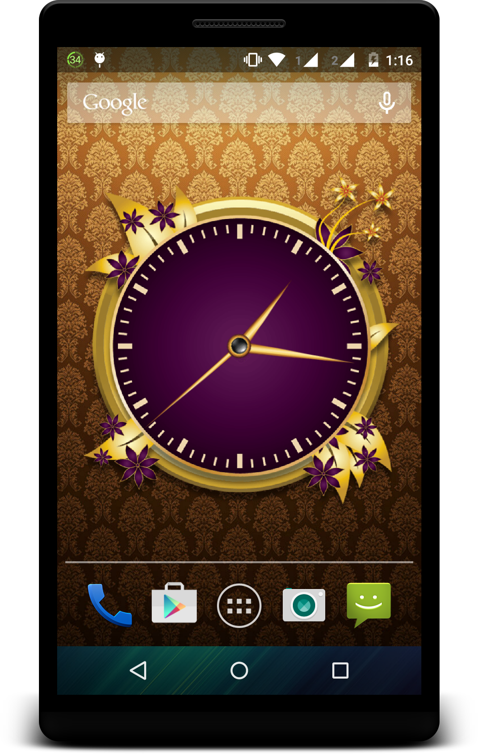 Gold Clock Live Wallpaper - Wall Clock , HD Wallpaper & Backgrounds