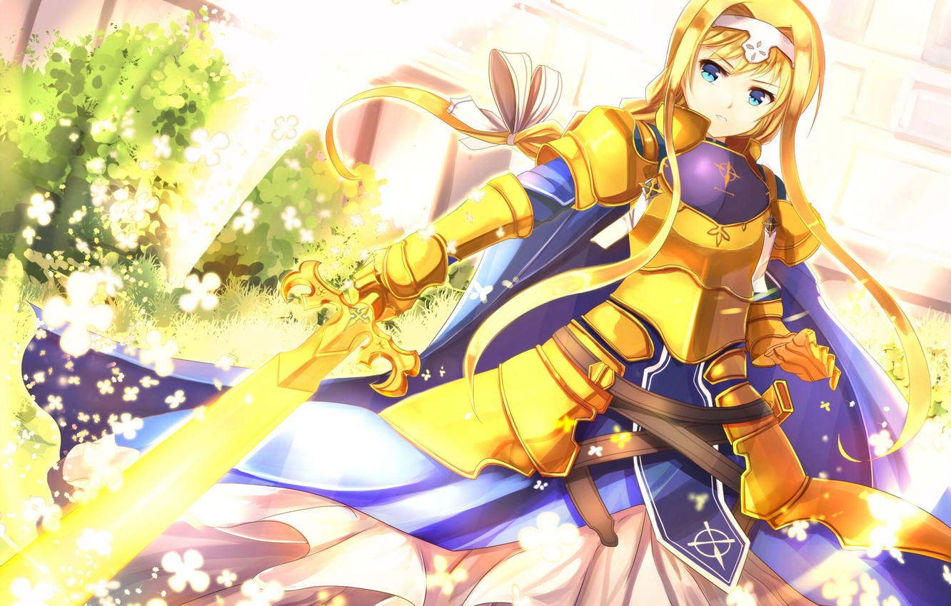 Photo Wallpaper Flowers, Girl, Armor, Sword, Underworld, - Sword Art Online Alicization Wallpaper 4k , HD Wallpaper & Backgrounds