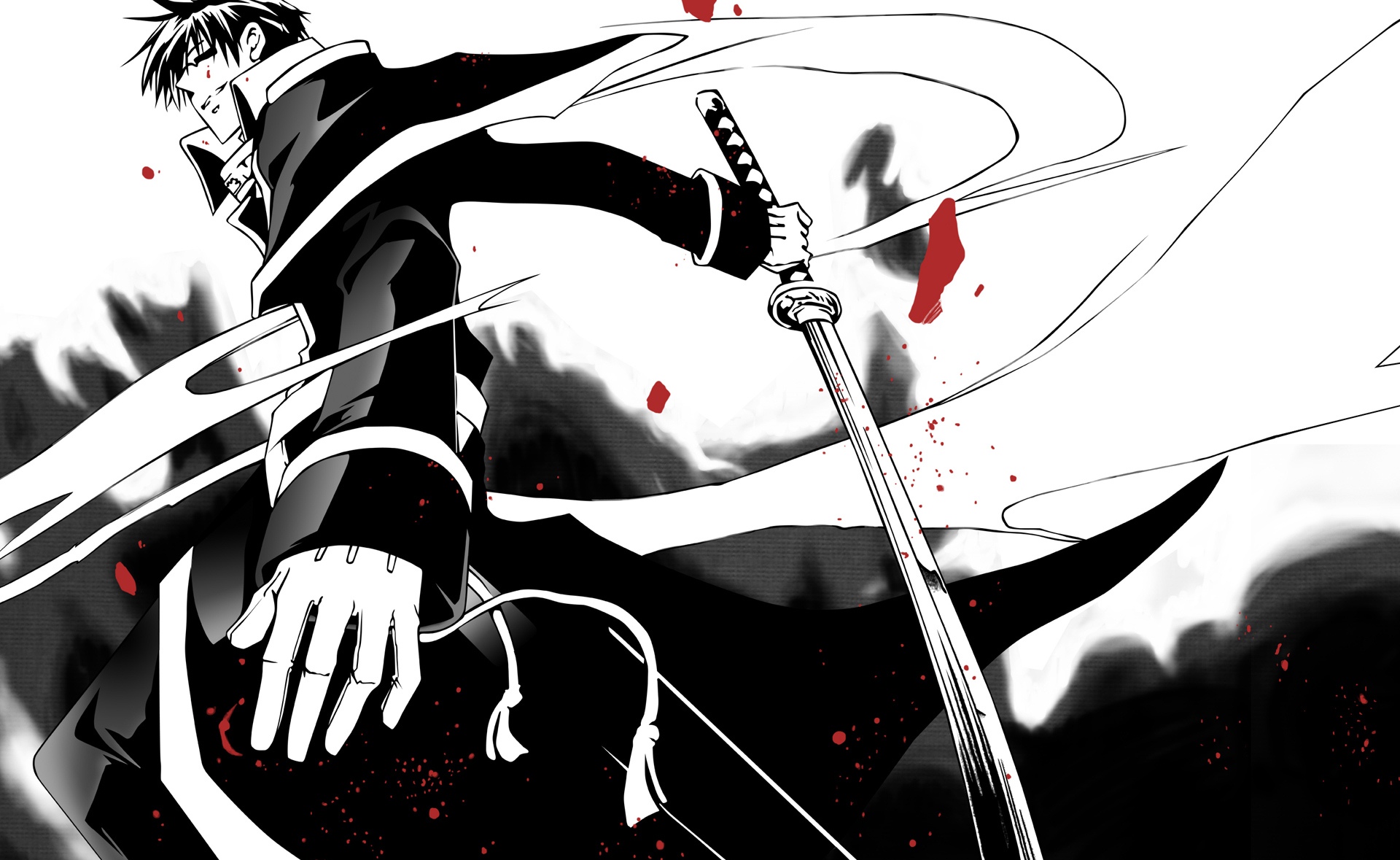 Black And White Swordman Hd Anime Wallpaper - Black And White Anime , HD Wallpaper & Backgrounds