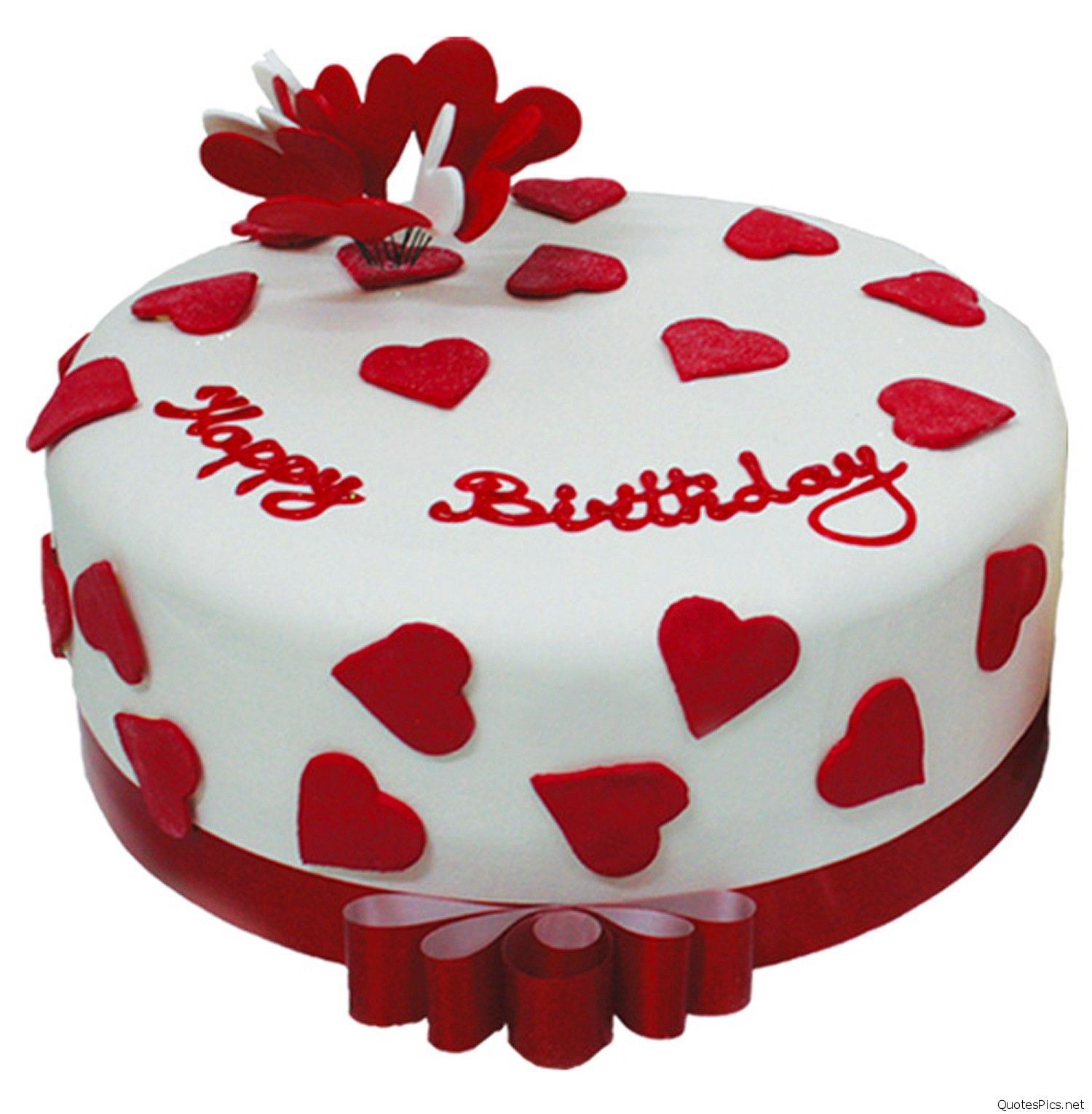 Birthday Cake Wallpaper With Name On - Birthday Cake With Hearts , HD Wallpaper & Backgrounds