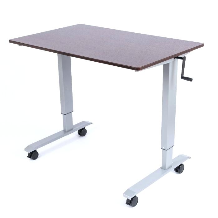 Gray Desk High Speed Crank Adjustable Stand Up Desk - Desk , HD Wallpaper & Backgrounds
