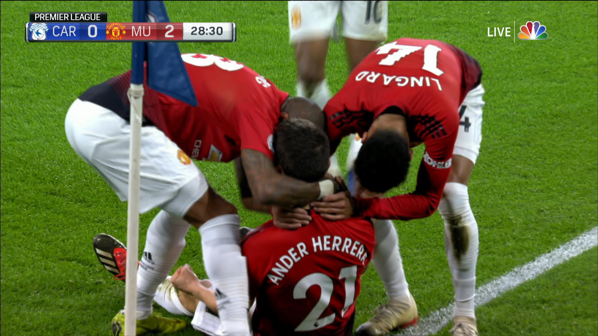 Man United's Ander Herrera Scores Off Deflection V - Machester United Vs Cardiff City , HD Wallpaper & Backgrounds