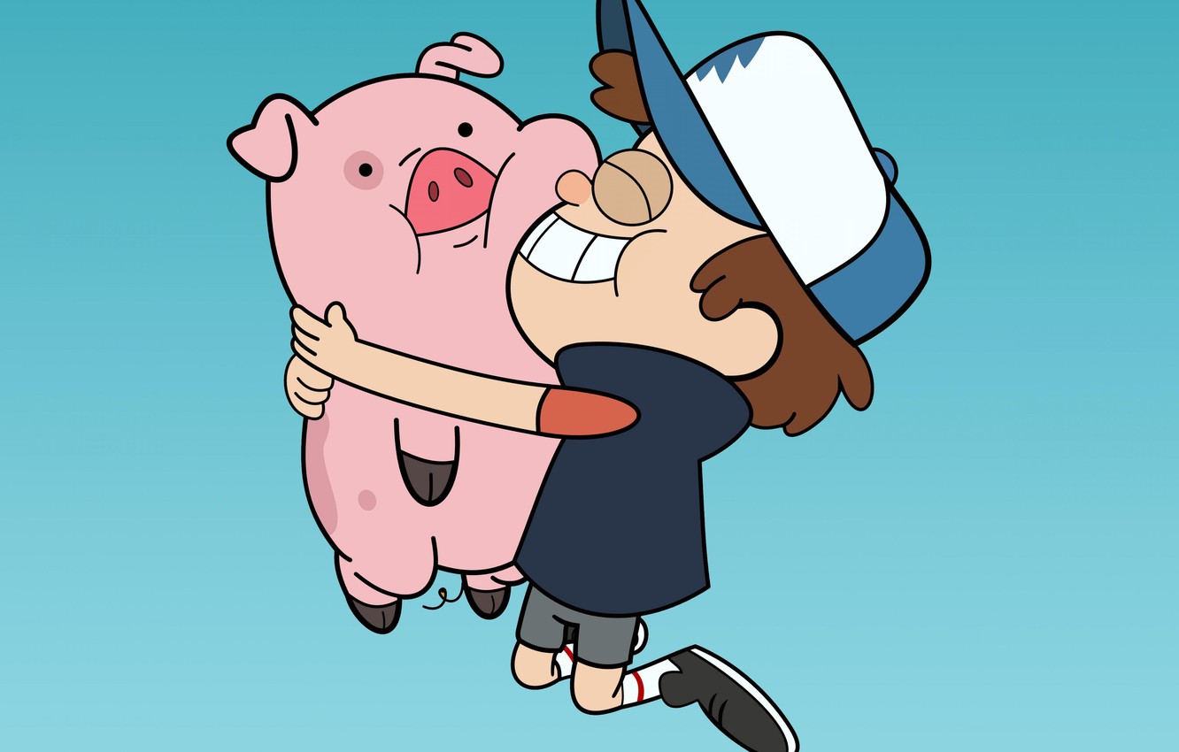 Photo Wallpaper Cartoon, Cartoon, Pig, Dipper, Waddles, - Gravity Falls Dipper And Waddles , HD Wallpaper & Backgrounds