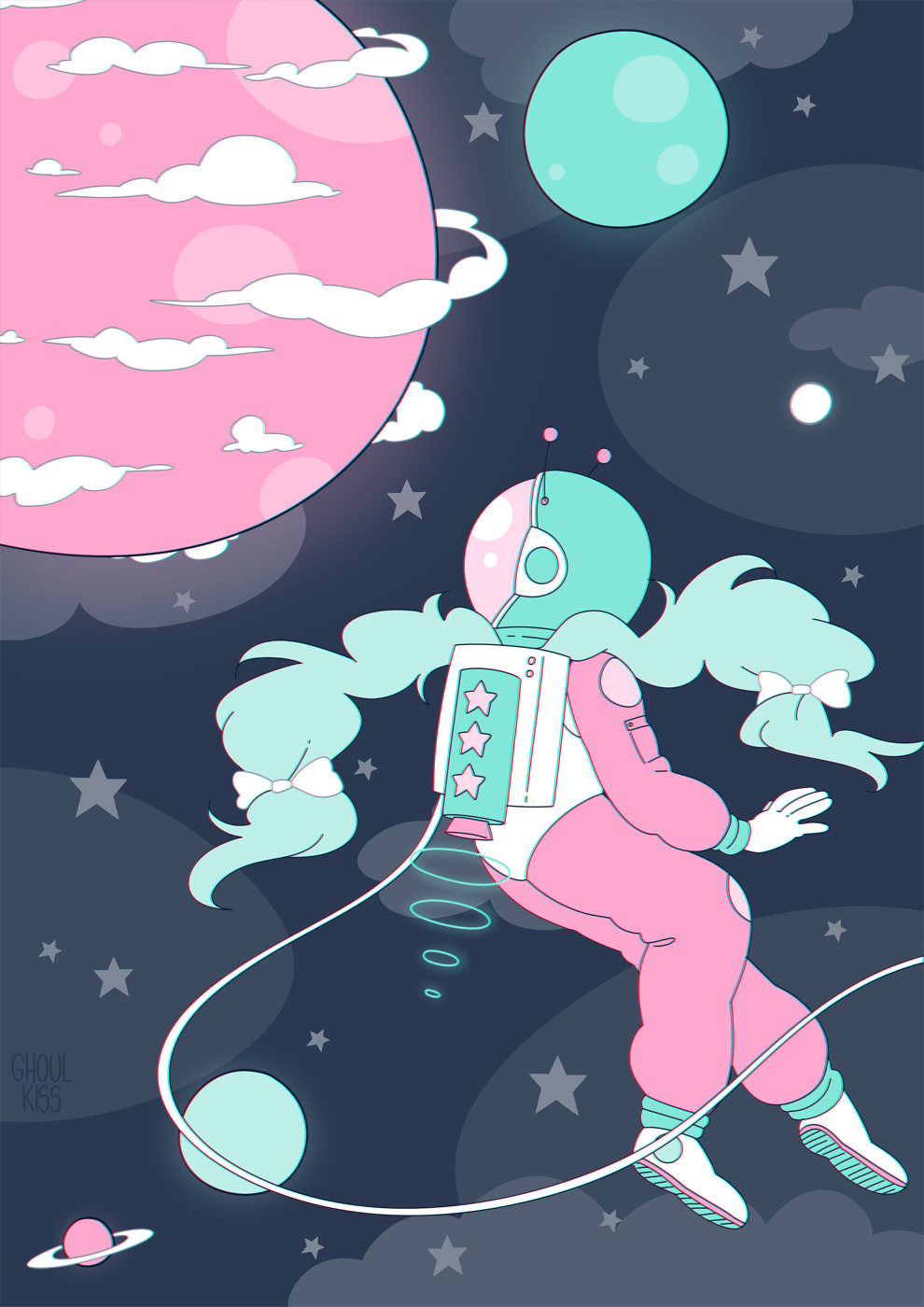 This Beautiful Space Girl Illustration Makes My Heart - Space Girl Aesthetic , HD Wallpaper & Backgrounds