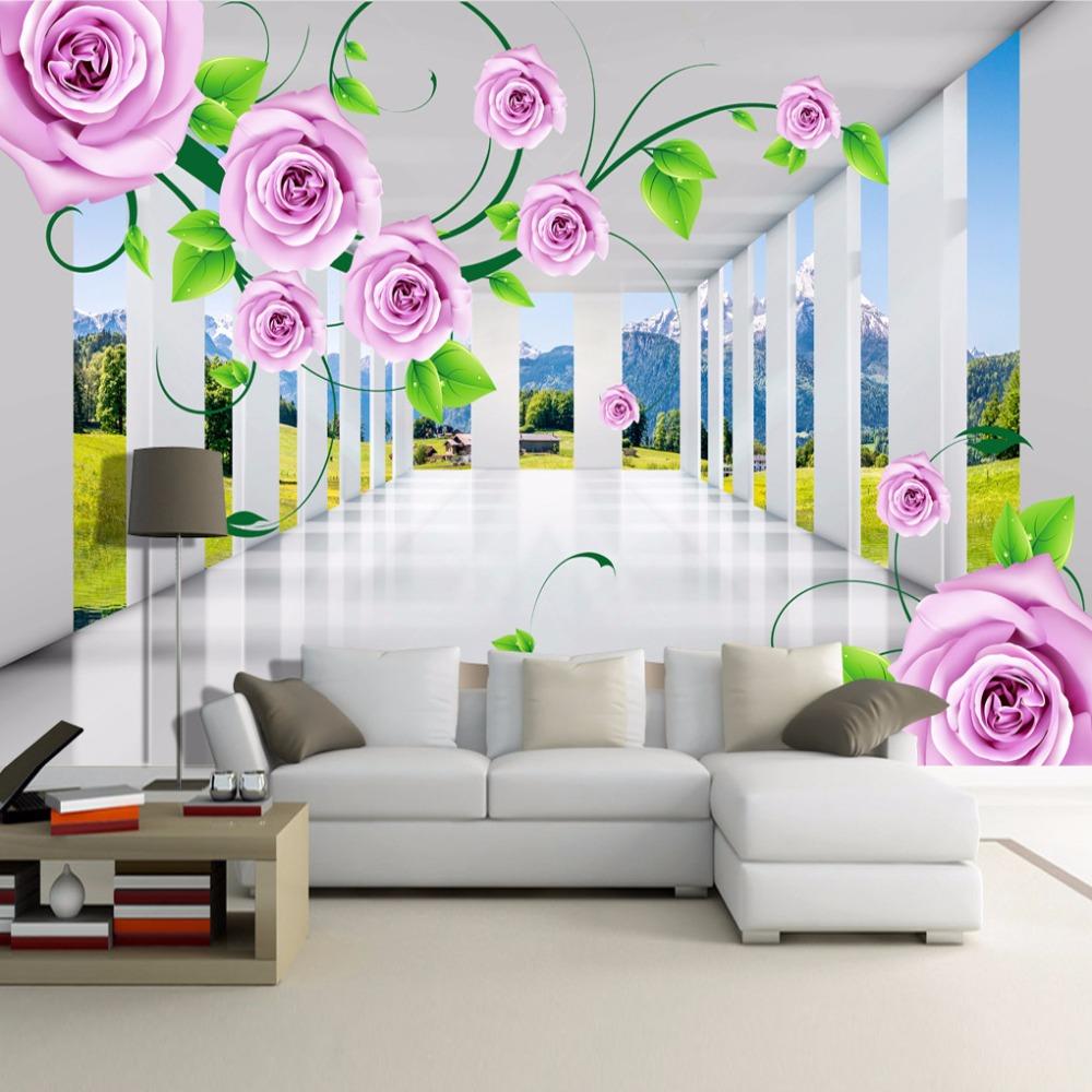 Custom Photo Murals Modern 3d Stereo Space Rose Vines - Modern 3d Wall Stickers For Living Room , HD Wallpaper & Backgrounds