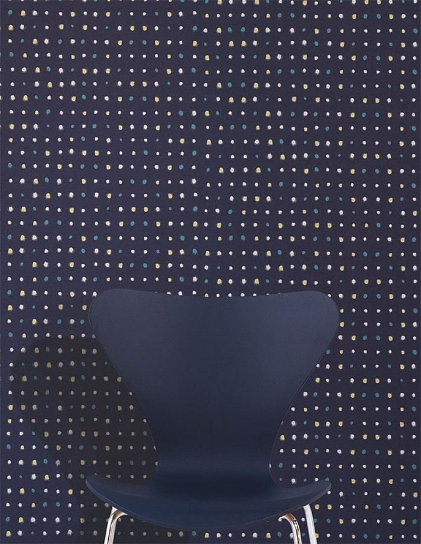 Wallpaper Wukata Matt Dots Dark Blue Green Yellow Shimmer - Club Chair , HD Wallpaper & Backgrounds