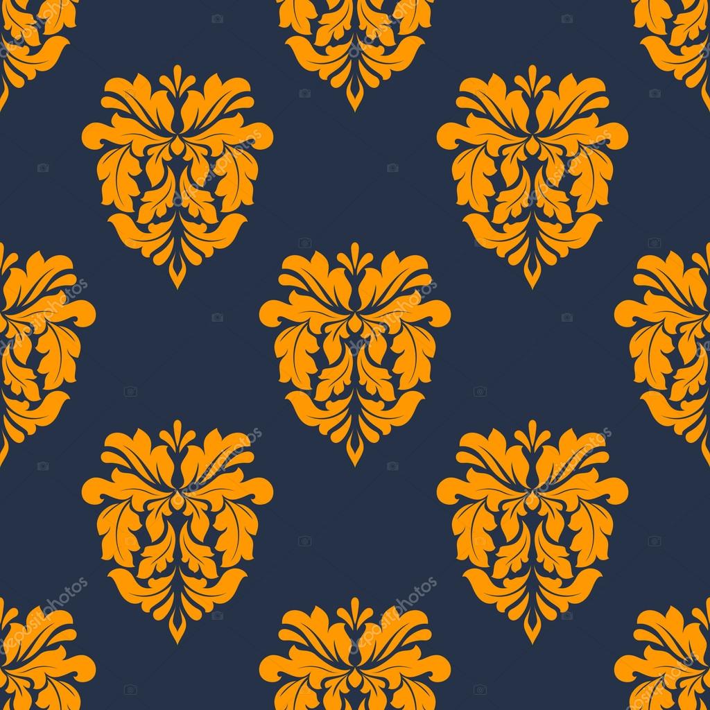 Colorful Yellow Arabesque Seamless Pattern With A Large - Arabesco Azul E Amarelo , HD Wallpaper & Backgrounds