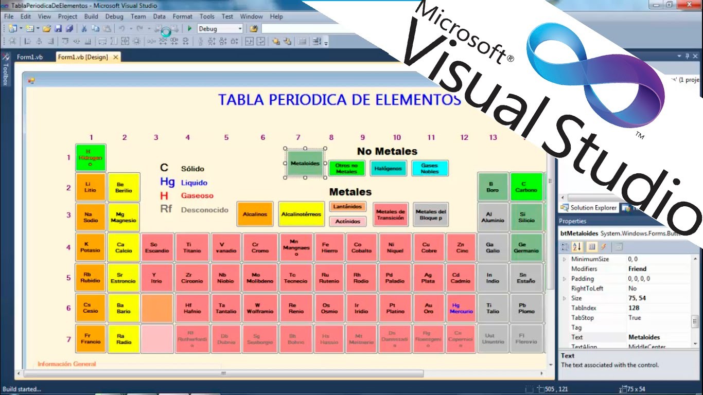 Tabper1 Tabla Periodica En Visual Basic - Microsoft Visual Studio , HD Wallpaper & Backgrounds