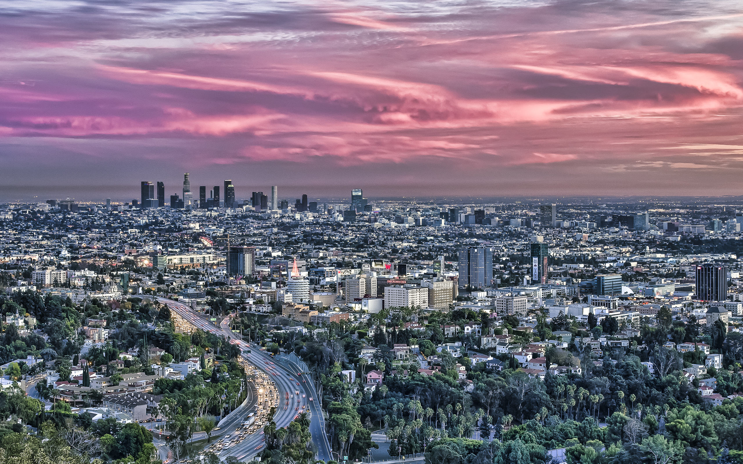 Los Angeles From Hollywood Bowl Overlook By Sarmu - Los Angeles Overlook , HD Wallpaper & Backgrounds