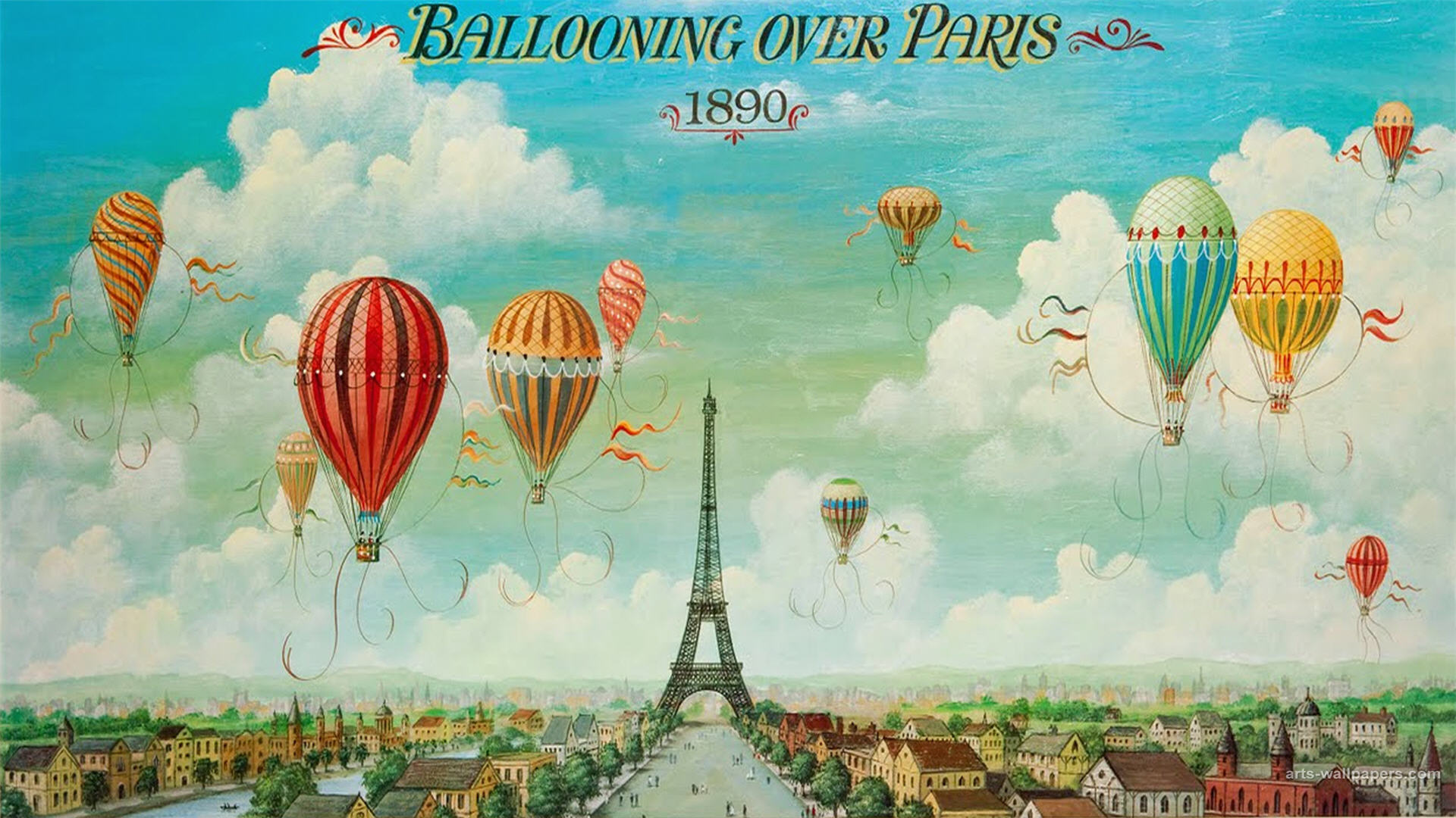 Wallpaper Murals7 - Ballooning Over Paris Canvas , HD Wallpaper & Backgrounds