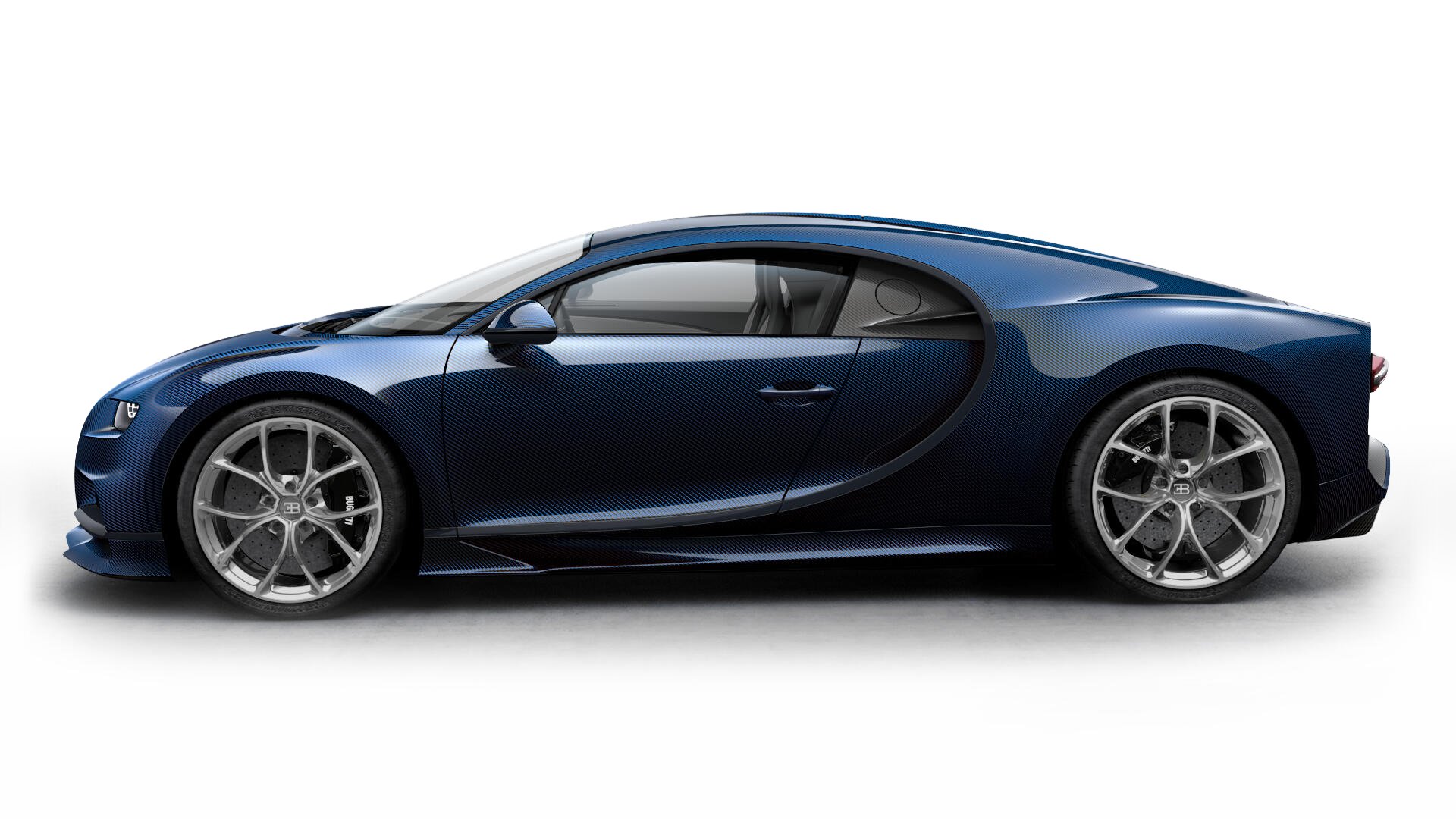 Bugatti Chiron Blue Blue Side - Bugatti Chiron Blue Carbon Fibre , HD Wallpaper & Backgrounds