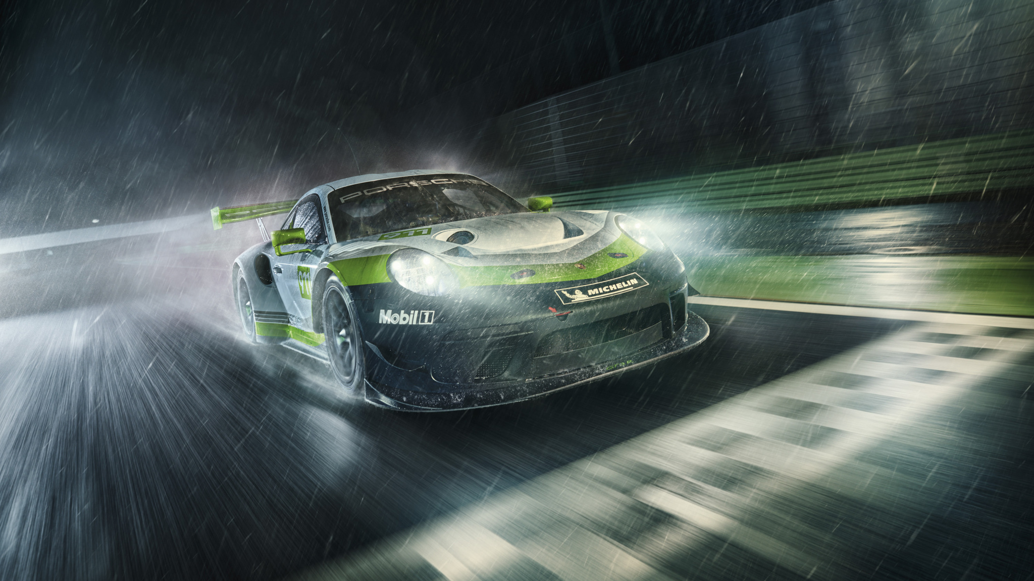 Porsche 911 Gt3 R, Rain Blur, Sports Car, 2018, Wallpaper - Porsche 911 Gt3 R 2019 , HD Wallpaper & Backgrounds