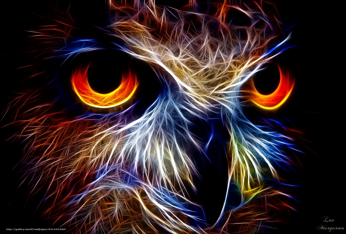 Download Wallpaper Owl, 3d, Art Free Desktop Wallpaper - Buho De Fuego , HD Wallpaper & Backgrounds
