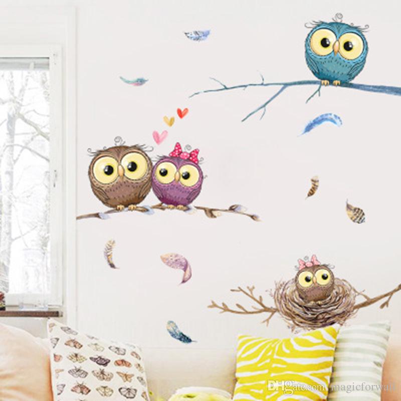 Compre Corujas Dos Desenhos Animados Família Em Galhos - Baby Cartoon Owl , HD Wallpaper & Backgrounds
