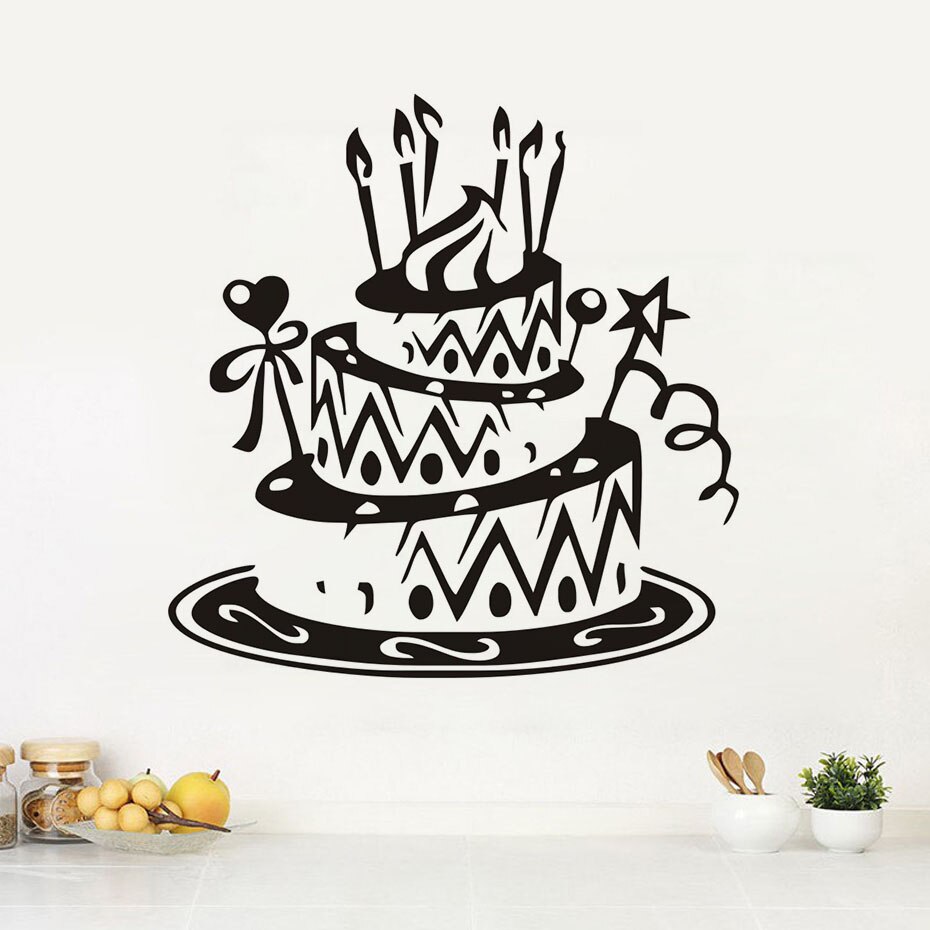Home Decoration Kitchen Birthday Cake Wall Stickers Sticker