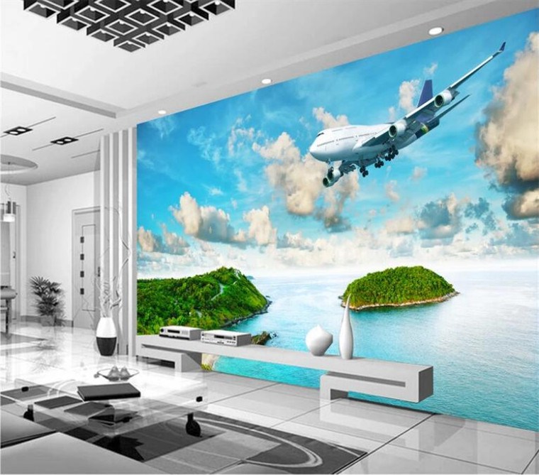 Modern Home Background Wall 3d Wallpaper Seaside Island - Nature Wallpaper For Room , HD Wallpaper & Backgrounds