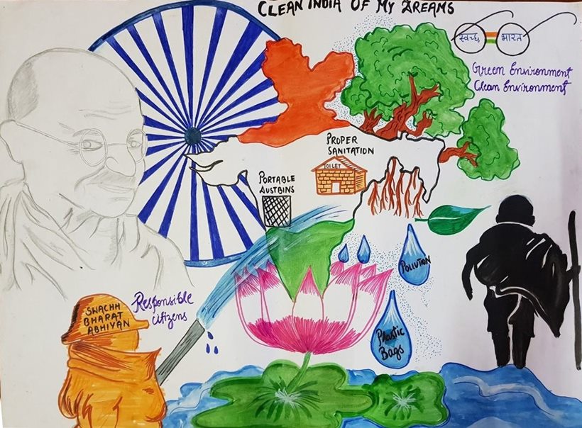 Swachh Bharat Wallpaper - Swachh Bharat Abhiyan Drawing , HD Wallpaper & Backgrounds