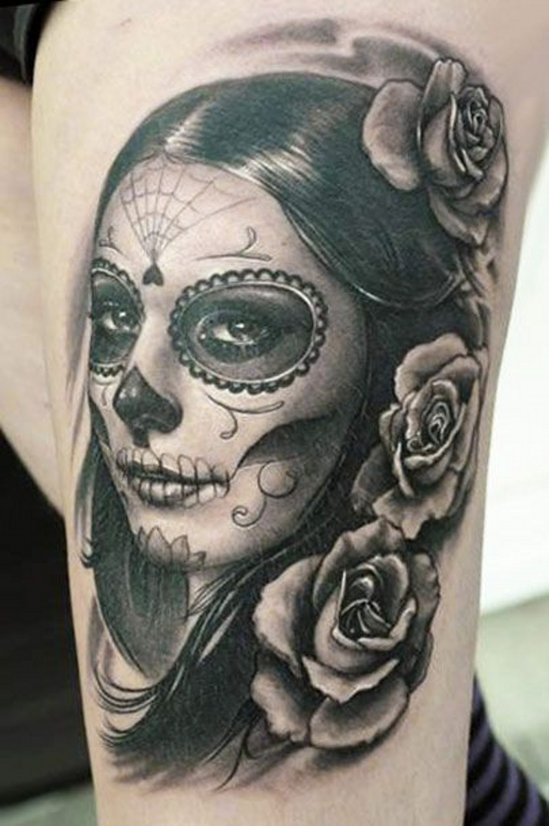 Great Wonderful Santa Muerte Girl With Hair In Spanish - Tatuaje Catrina Mexicana Significado , HD Wallpaper & Backgrounds