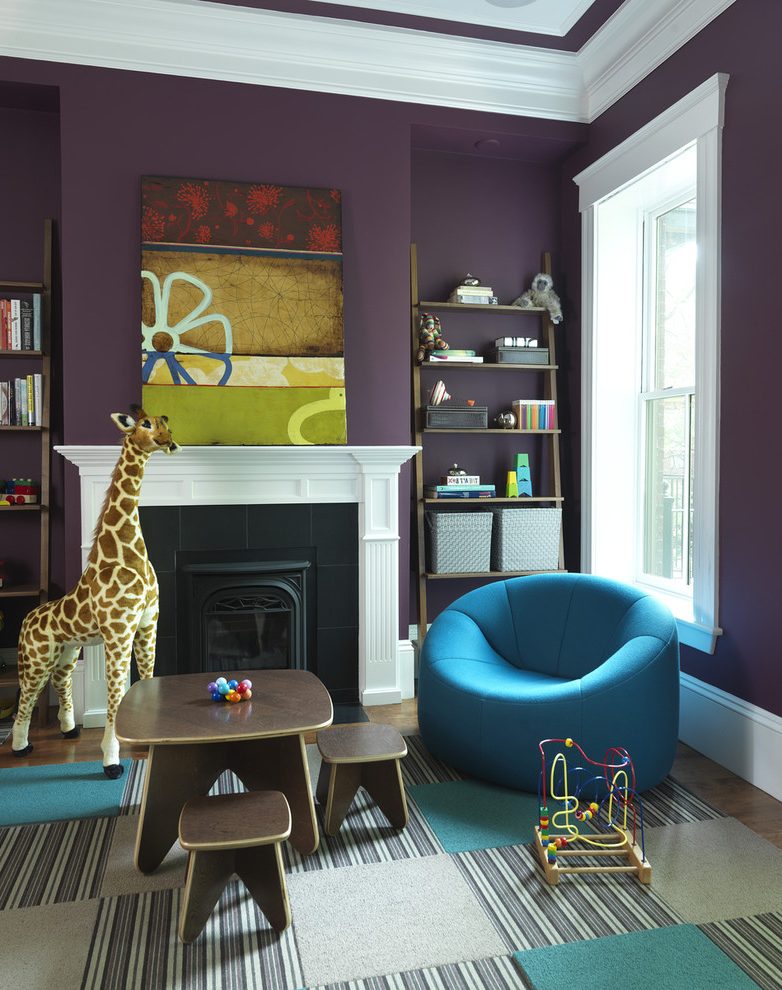 Benjamin Moore Purple Kids Contemporary With Giraffe - Giraffe , HD Wallpaper & Backgrounds