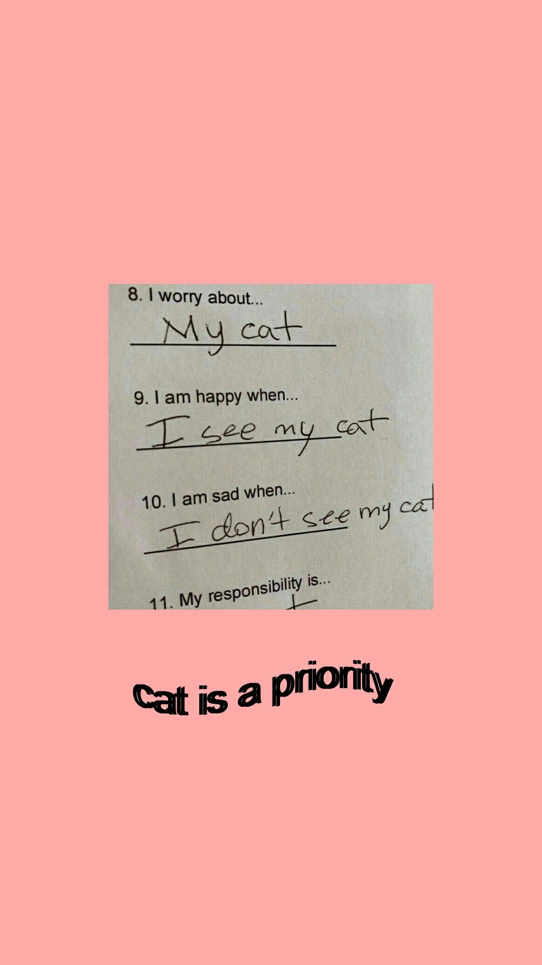 Cat Is A Priority - Handwriting , HD Wallpaper & Backgrounds