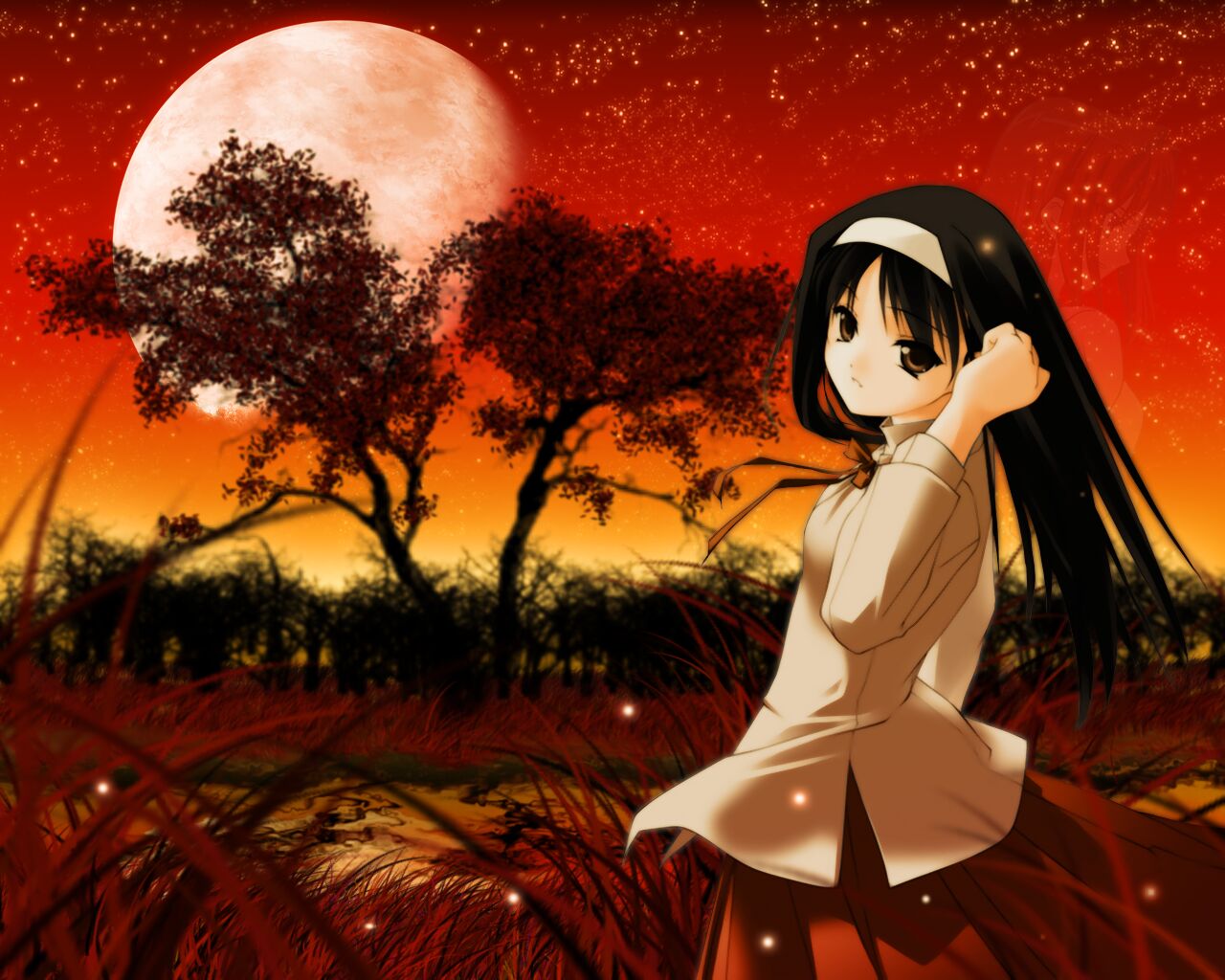 Shingetsutan Tsukihime Wallpaper - Anime Girl With Black Hair , HD Wallpaper & Backgrounds