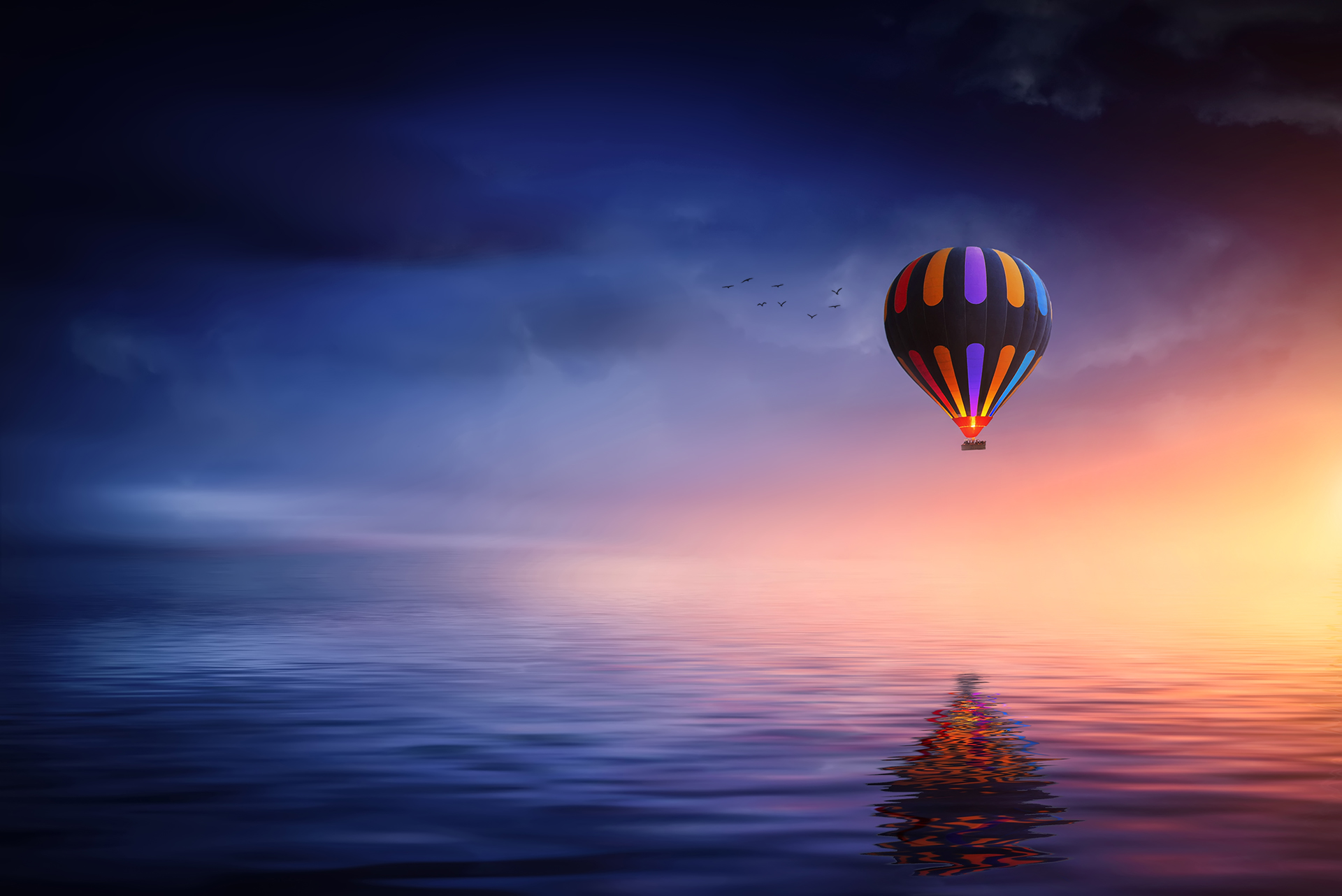 Live Wallpaper Hd Free Download-colorful Hot Air Ballon - Hot Air Balloon Sunset , HD Wallpaper & Backgrounds