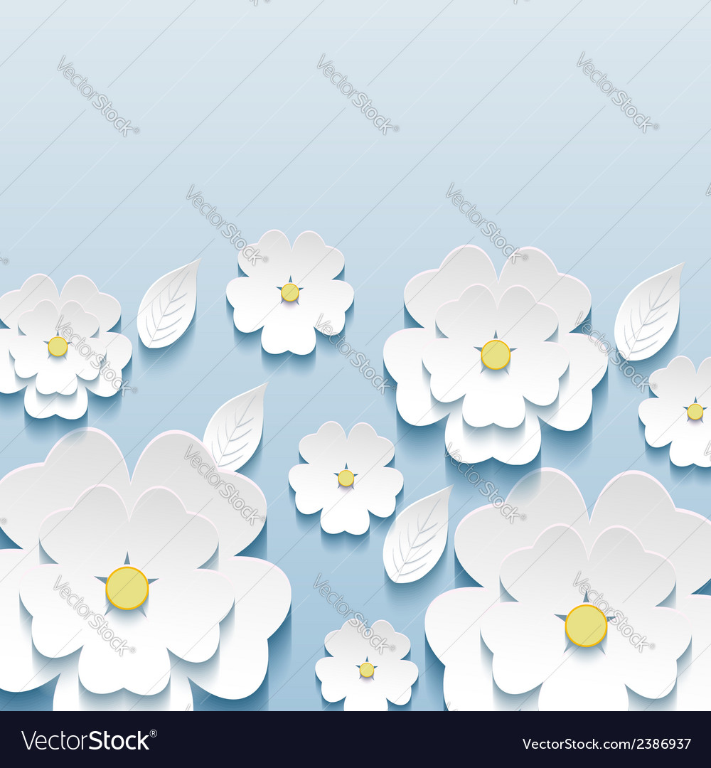 Wallpaper With 3d Flowers Sakura Vector Image - Wallpaper , HD Wallpaper & Backgrounds