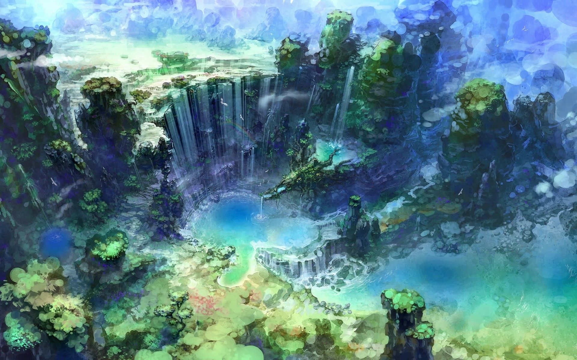 Fantasy Waterfall Wallpaper Wp6006303 - Fantasy Waterfall , HD Wallpaper & Backgrounds