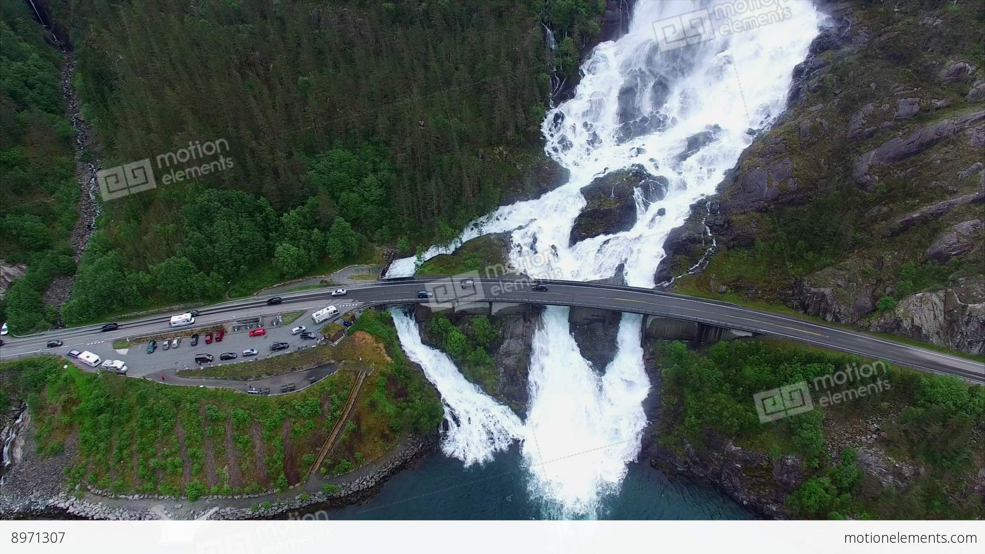Langfossen Waterfalls In Norway, Aerial Footage On - Waterfalls In Norway , HD Wallpaper & Backgrounds