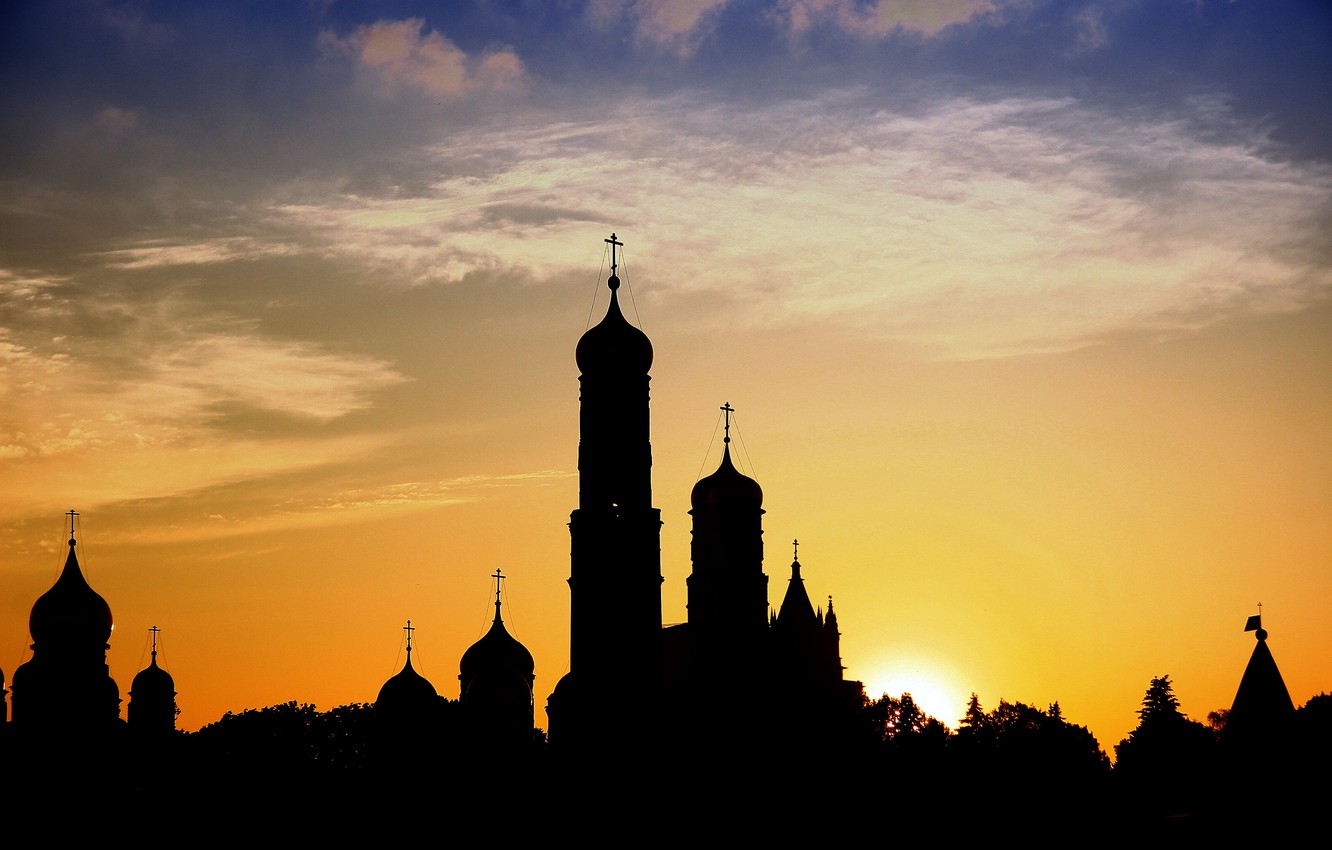 Photo Wallpaper Landscape, Sunset, The City, Church, - Moscow , HD Wallpaper & Backgrounds