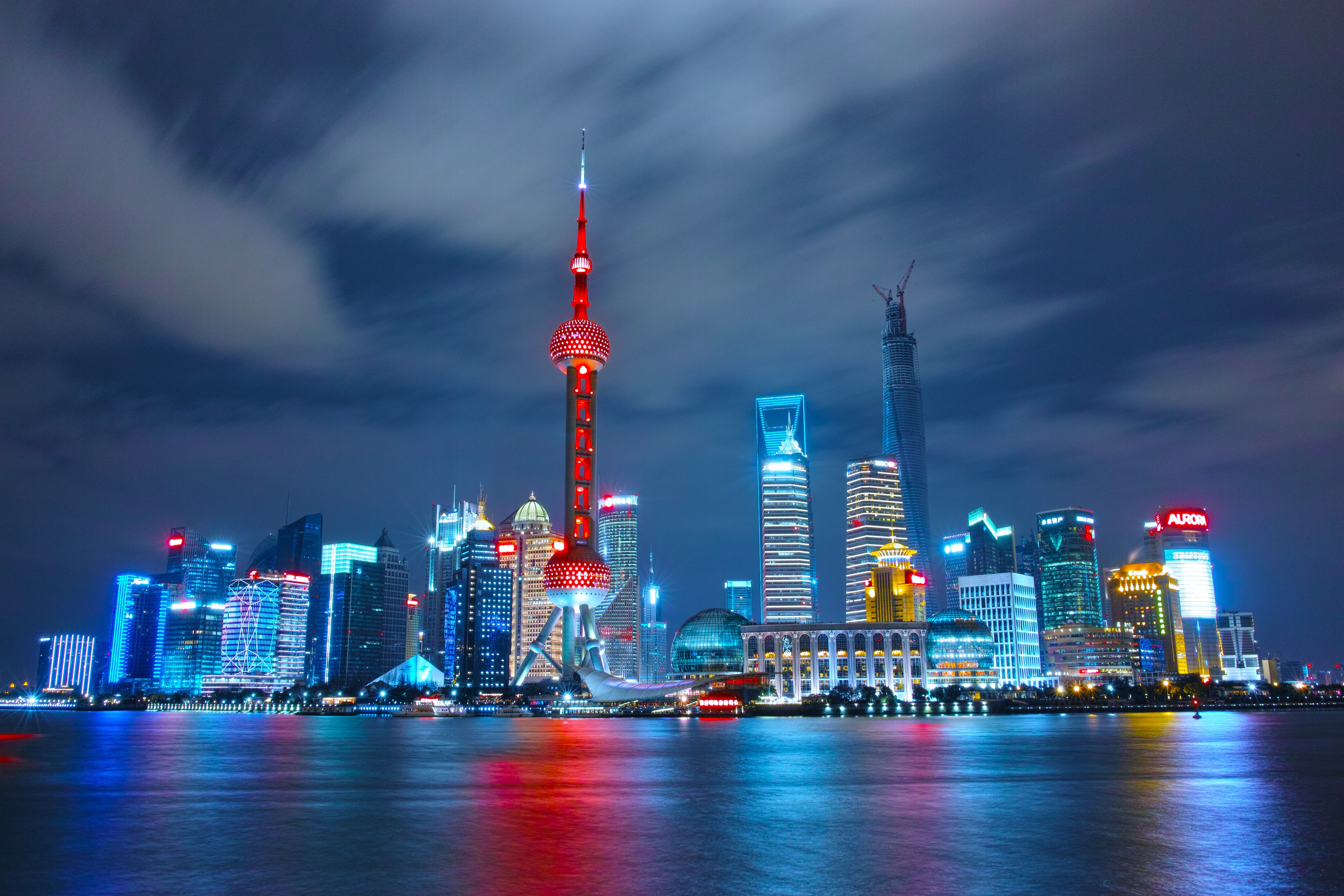 Shanghai Skyline At Night For Mac, Iphone, Ipad And - Pudong Skyline , HD Wallpaper & Backgrounds