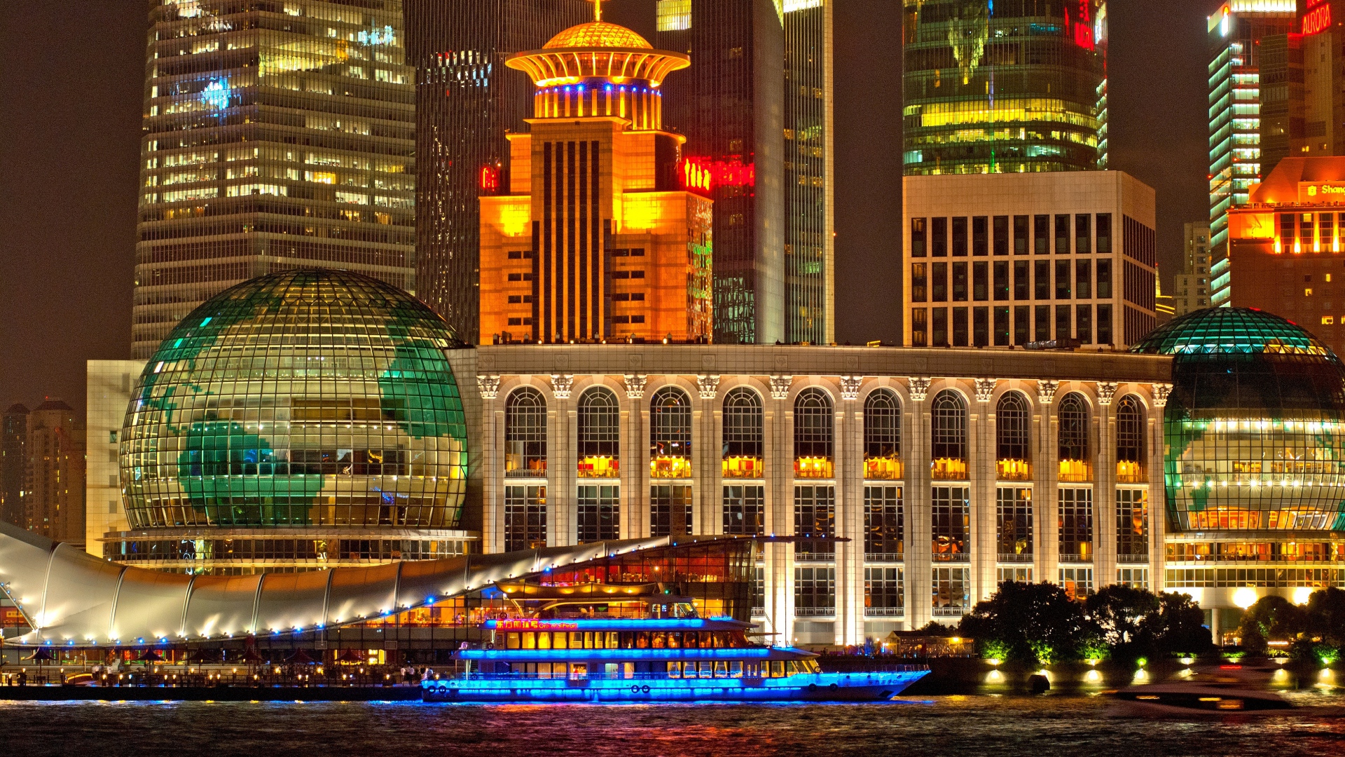 Shanghai Nights Lights Building Skyscrapers City Hd - Light Hd Images In Building , HD Wallpaper & Backgrounds